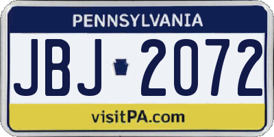 PA license plate JBJ2072