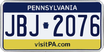 PA license plate JBJ2076