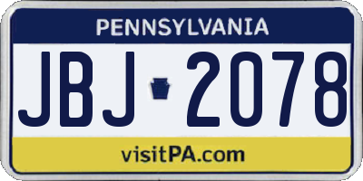PA license plate JBJ2078