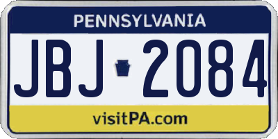 PA license plate JBJ2084