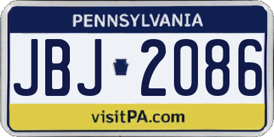 PA license plate JBJ2086