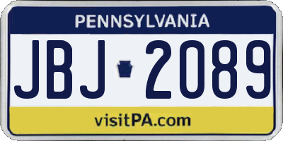 PA license plate JBJ2089