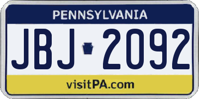 PA license plate JBJ2092