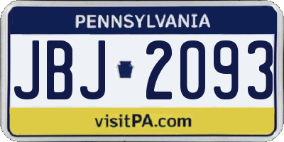 PA license plate JBJ2093