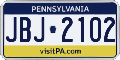 PA license plate JBJ2102