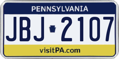 PA license plate JBJ2107