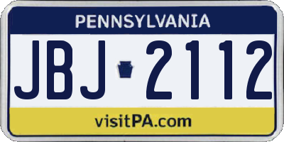 PA license plate JBJ2112