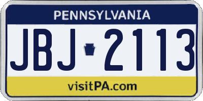 PA license plate JBJ2113