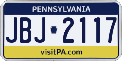PA license plate JBJ2117