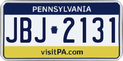 PA license plate JBJ2131
