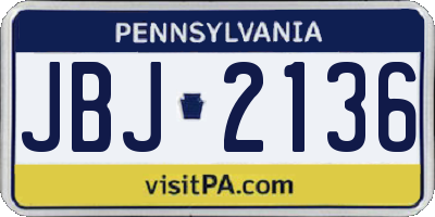 PA license plate JBJ2136