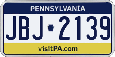 PA license plate JBJ2139