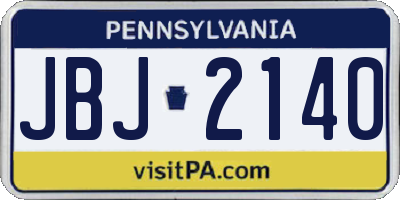 PA license plate JBJ2140