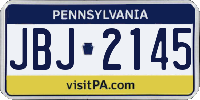 PA license plate JBJ2145