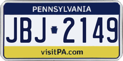 PA license plate JBJ2149