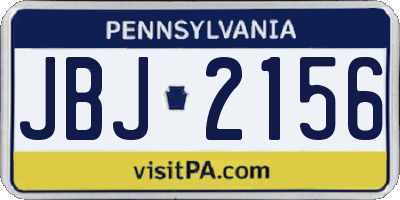 PA license plate JBJ2156