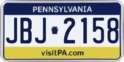 PA license plate JBJ2158