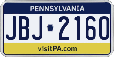 PA license plate JBJ2160