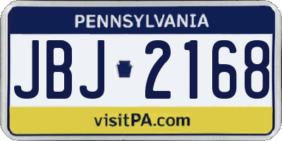 PA license plate JBJ2168