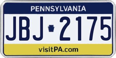 PA license plate JBJ2175