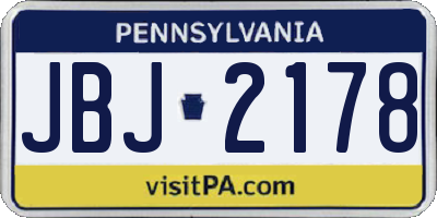 PA license plate JBJ2178