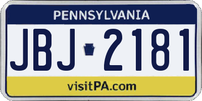 PA license plate JBJ2181