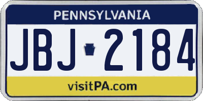 PA license plate JBJ2184