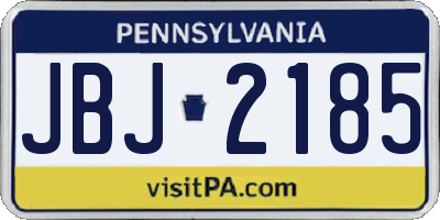 PA license plate JBJ2185