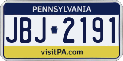 PA license plate JBJ2191