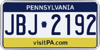 PA license plate JBJ2192
