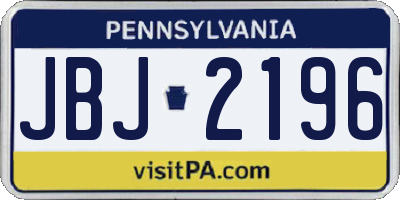 PA license plate JBJ2196