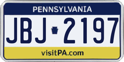 PA license plate JBJ2197