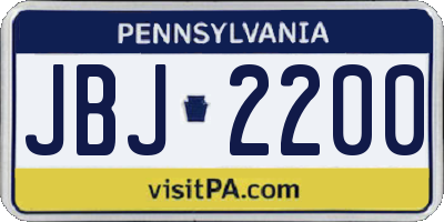 PA license plate JBJ2200