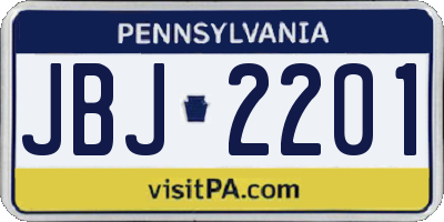 PA license plate JBJ2201