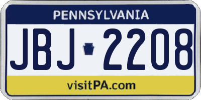 PA license plate JBJ2208