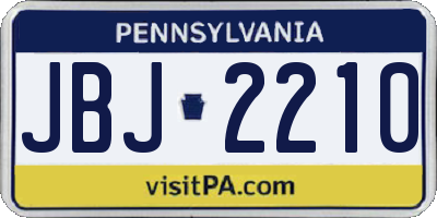 PA license plate JBJ2210