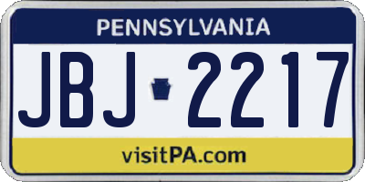 PA license plate JBJ2217