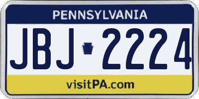 PA license plate JBJ2224