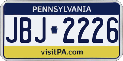 PA license plate JBJ2226