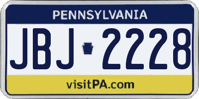PA license plate JBJ2228