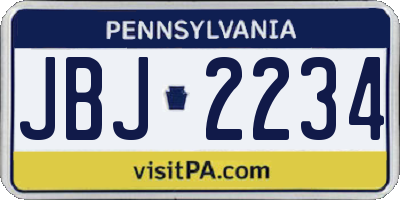 PA license plate JBJ2234