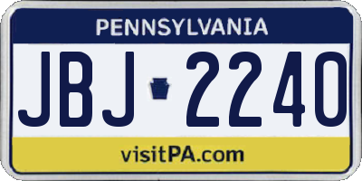 PA license plate JBJ2240