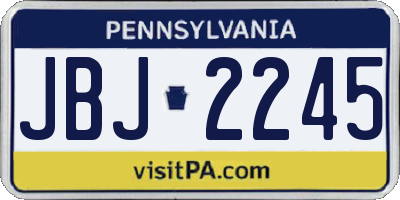 PA license plate JBJ2245