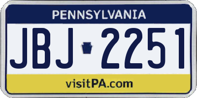 PA license plate JBJ2251