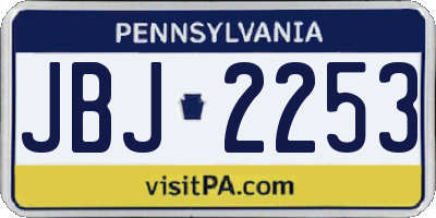 PA license plate JBJ2253