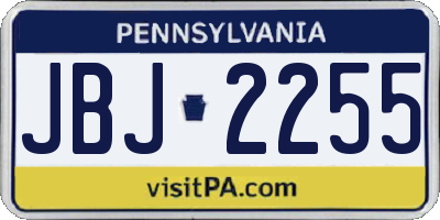 PA license plate JBJ2255