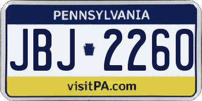 PA license plate JBJ2260