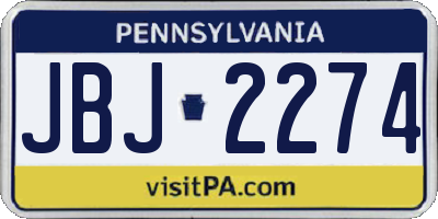 PA license plate JBJ2274