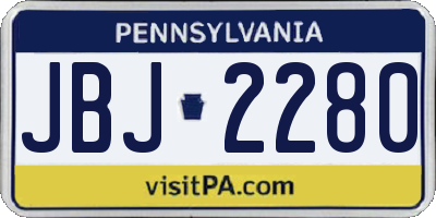 PA license plate JBJ2280
