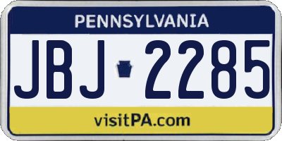 PA license plate JBJ2285